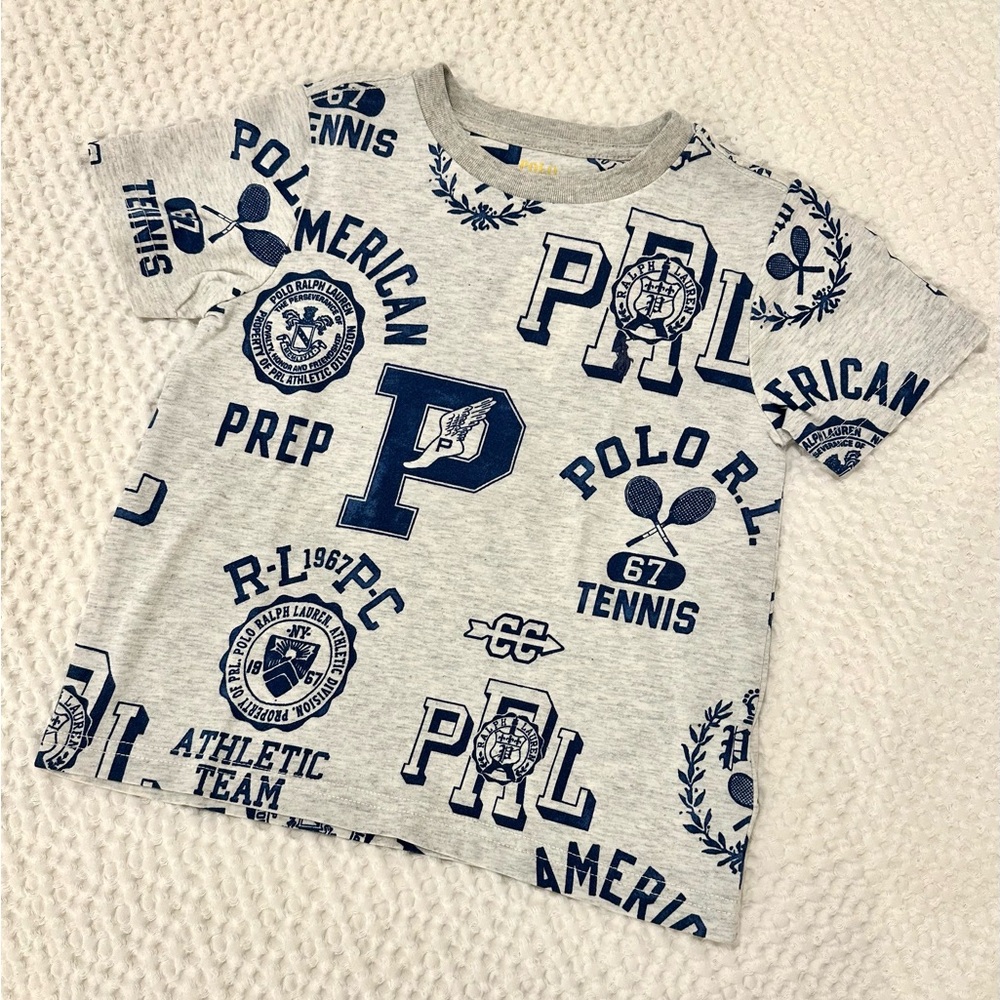 Ralph Lauren Kids Grey All Over Print Tee